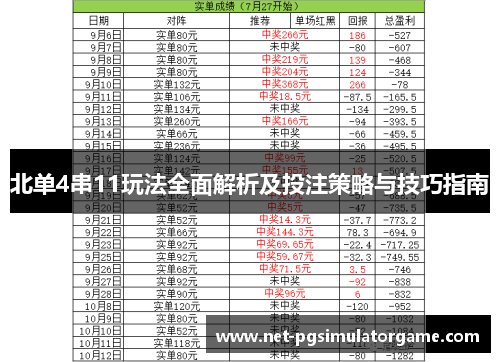 北单4串11玩法全面解析及投注策略与技巧指南
